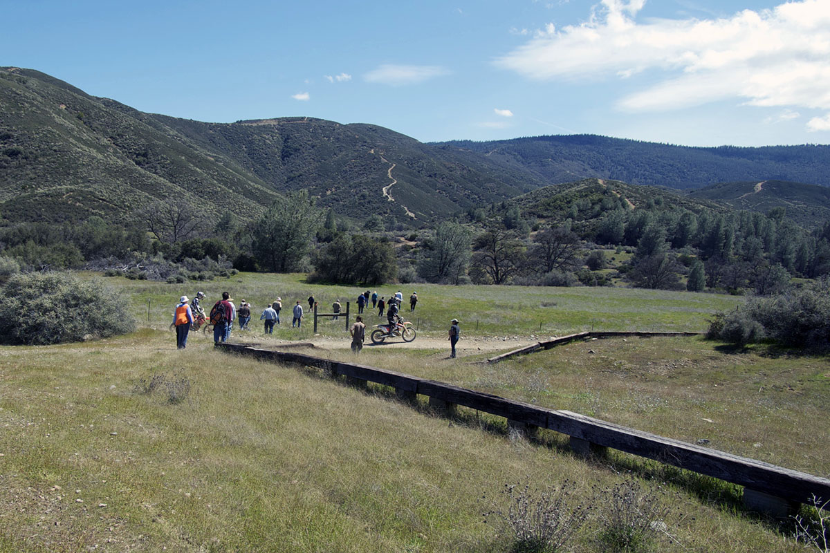 Motorcycle near CASSP workshop field trip at Mendocino National Forest.